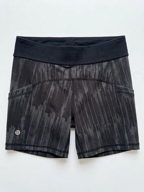 lululemon athletica Black Heathered Mid-Rise Performance Shorts XS